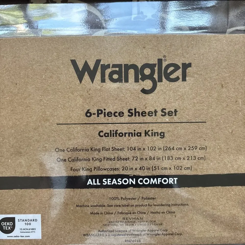 Wrangler Cal King Steer Head Brown Western Cowboy Ranch Longhorn Skull Sheet Set